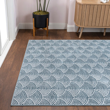 Porter Geometric Art Deco Fan Pattern High-low Area Rug